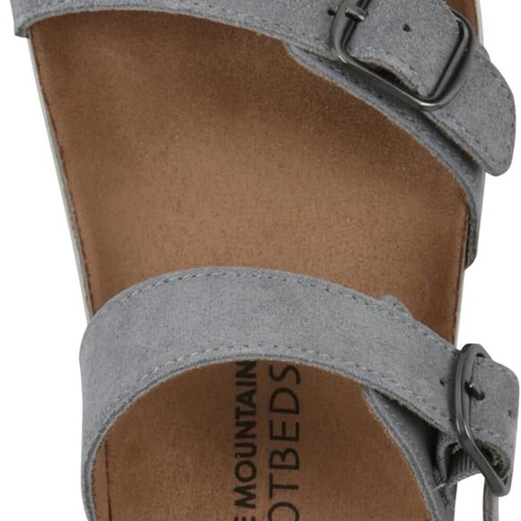 Women's Leather Slip On Sandal Blue Raspberry Size 8 Contoured Footbed - Picture 6 of 7